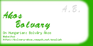 akos bolvary business card